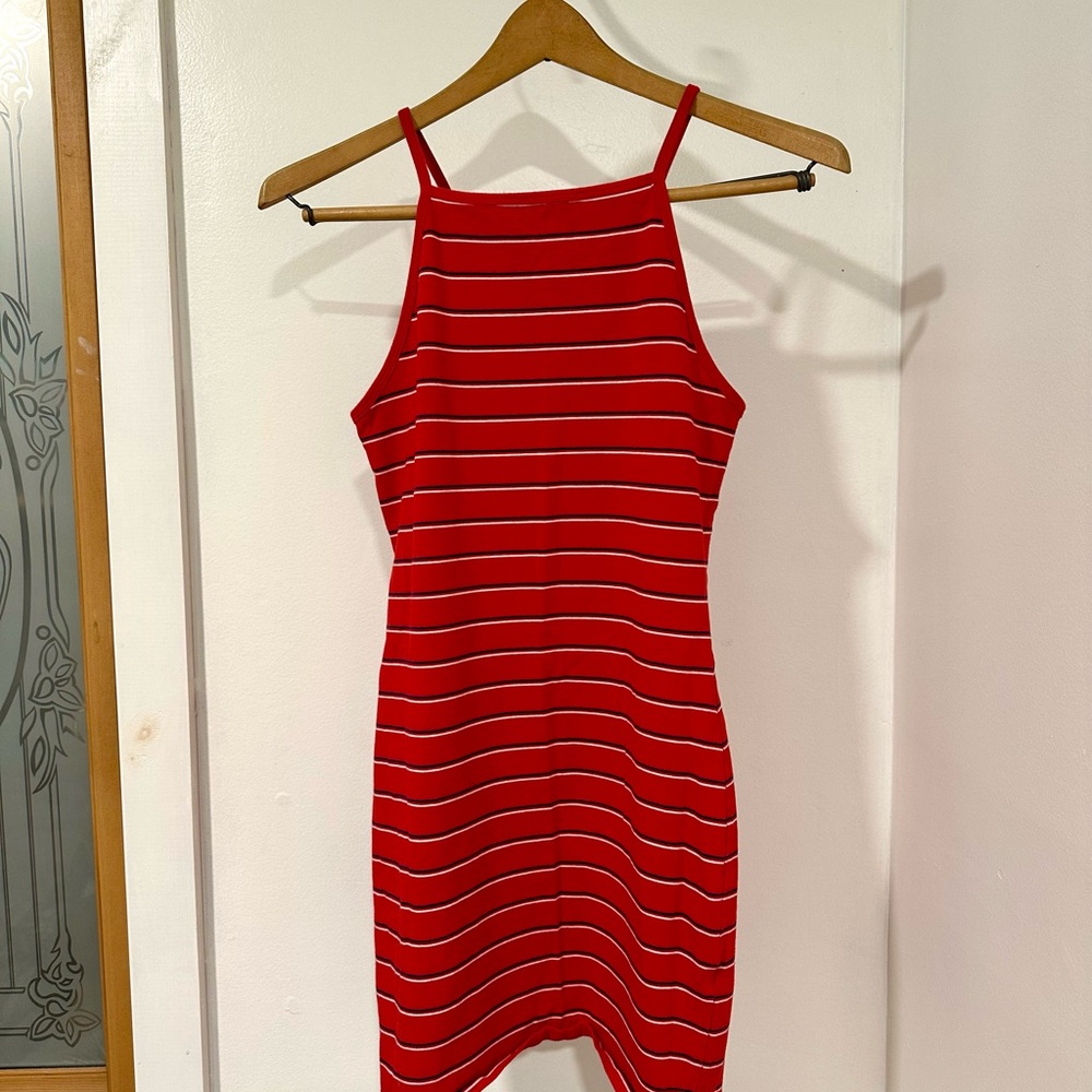 Garage Red, White & Navy Bodycon Mini Dress